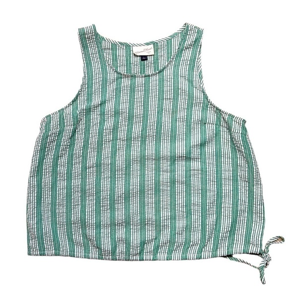 Universal Thread Green & White Striped Texturized Sleeveless Blouse US L - Picture 2 of 9